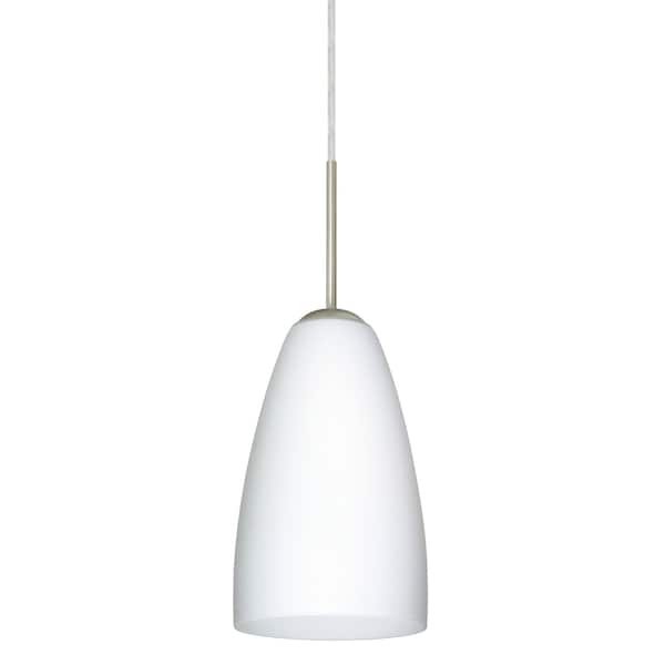 Besa Lighting Riva 9 Cord Pendant, Opal Matte, Satin Nickel Finish, 1x75W Incandescent 1JT-151107-SN - main